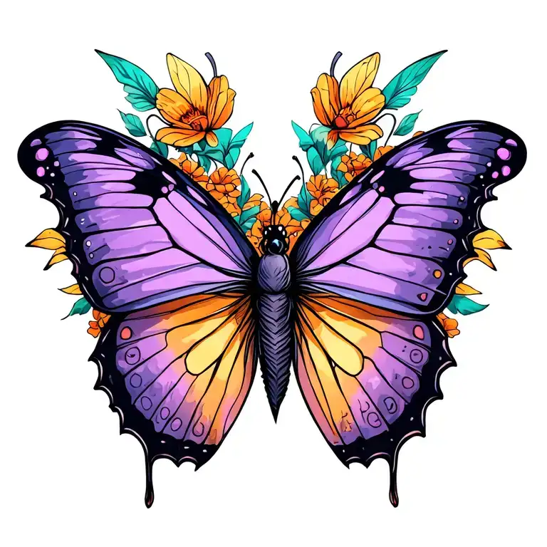 Butterfly Wearing Backpack Fly Away