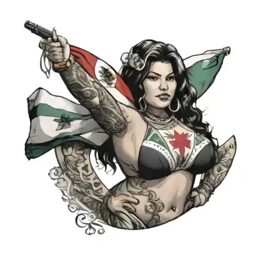 Karla Lane Wearing A Mexican Flag Bikini And On The Bikini Write Qos On It