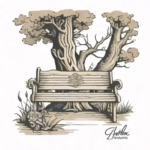 Park Bench Next To A Tree
