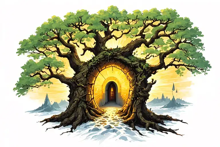 Lord Of The Rings Tree Of Gondor With A Hobbit Hole And The Light Of Elendiel