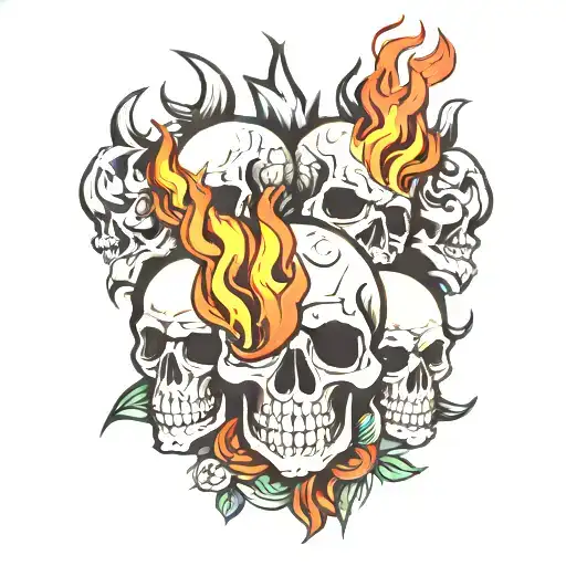 Skulls With Fire