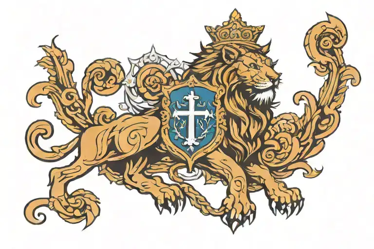 Religious Cross Protection Lion