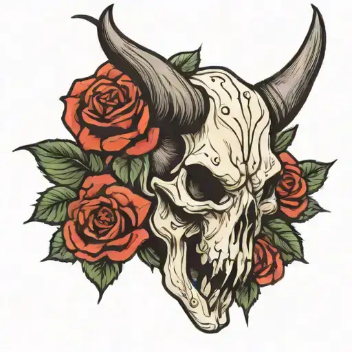 Bull Skull Roses