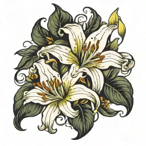 White Lily Intertwined With Italy Filled