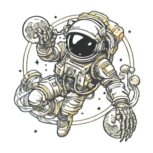 Skeletal Astronaut Floating In Space