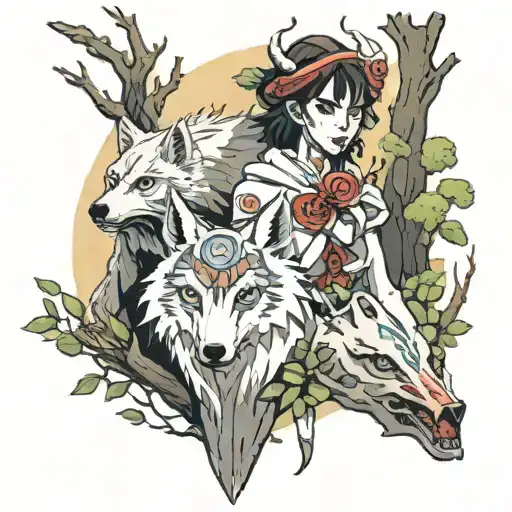 Princess Mononoke With Tree Spirits