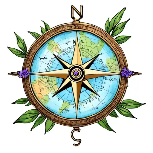 Lily Lavender Compass Map With Long Chain