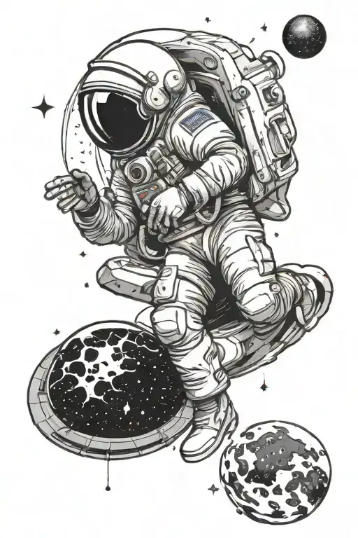 Astronaut Looking Into Black Hole Eating Star