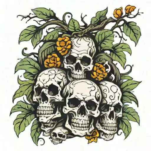 Live Oak And Skulls Representing Dark Periods