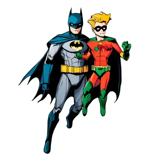 Bender & Fry Dressed As Batman & Robin Flying