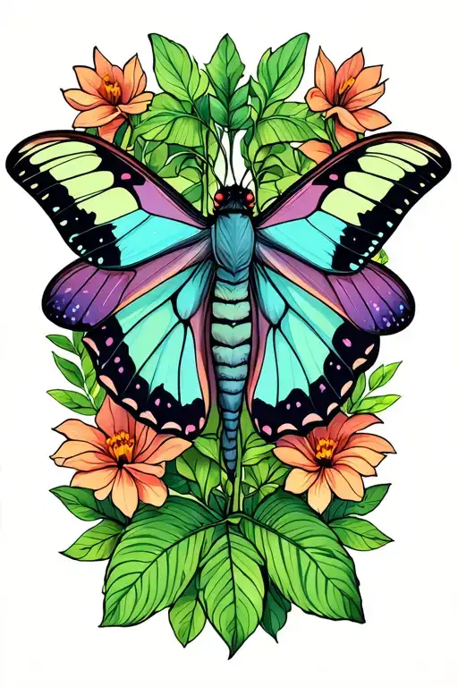 Luna Moth And Plants