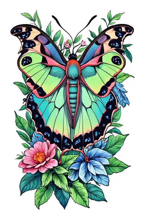 Luna Moth And Plants