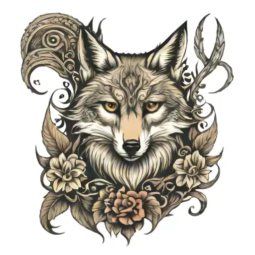 Fox Wolf And Owl Tattoo Design