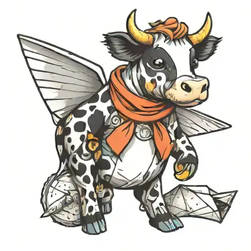 Teddy Cow And Paper Airplane