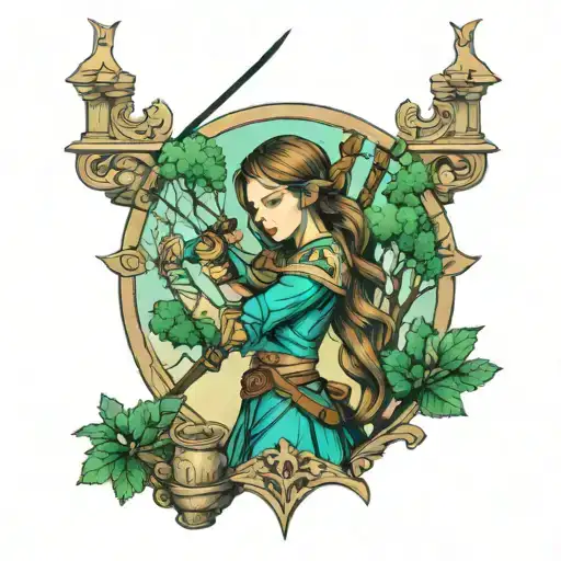 Castle Archery Girl Tree