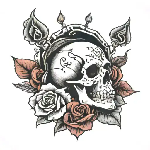 Skull And Rose With Cards