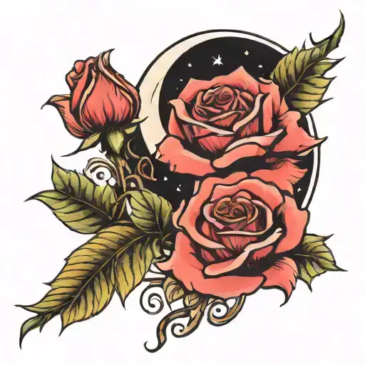 Roses And Cresent Moon