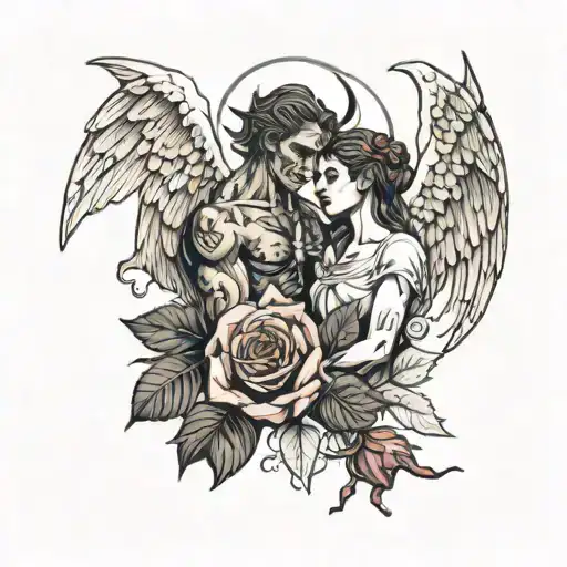 Satan Giving Broken Rose To An Angel