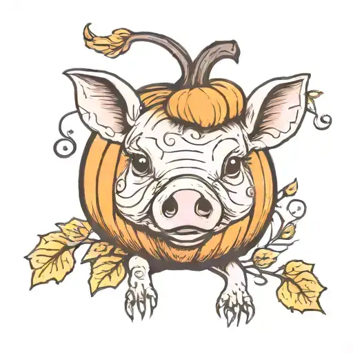 A Pumpkin With A Piglet