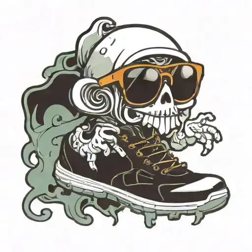 Cartoon Ghost Wearing Track Shoes And Sunglasses