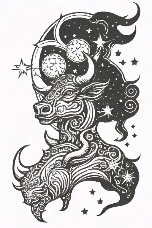 Taurus And Stars With Moon