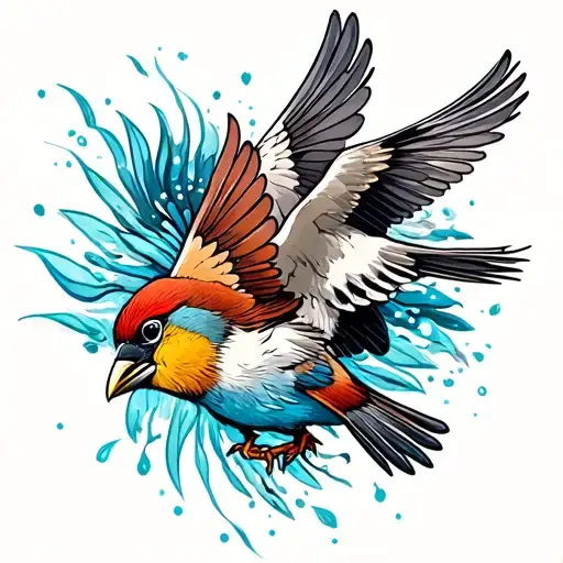 Line Art Tattoo Sparrows In A Hurricane