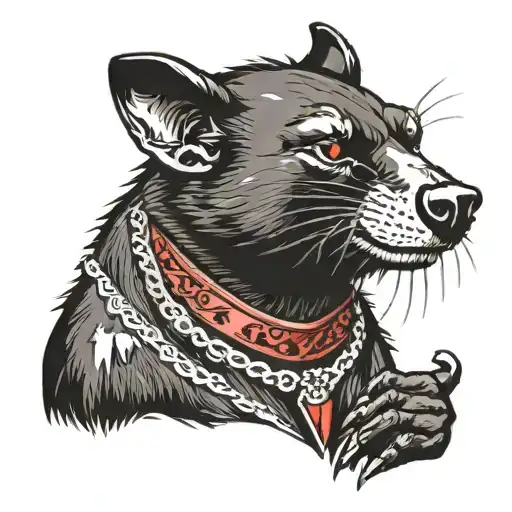Tasmanian Devil With A Red Diamond Necklace Around His Neck