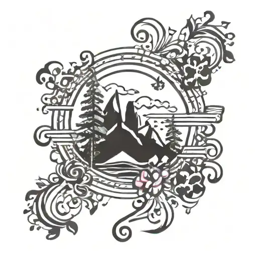 Paw Print Mountain Music Notes Floating