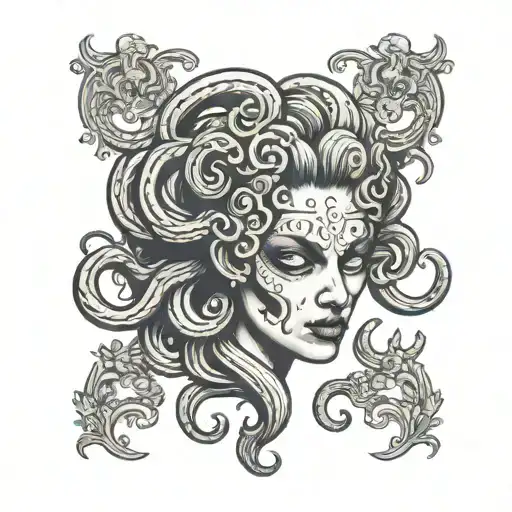 Medusa With Half Skull Face