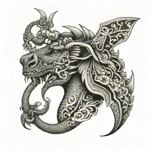 A Feminine Dragon With Elephant Head