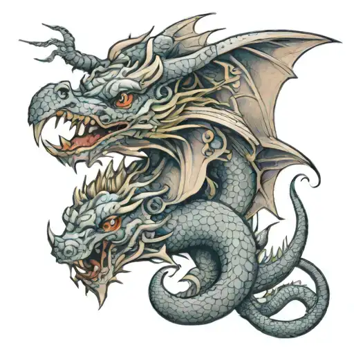 A Dragon With Elephant Feature Two Faces Side