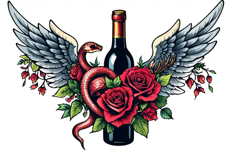 Nails Heart Snake Ribbon Wines Roses Wings
