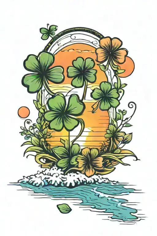 Clovers And Beach Sunset