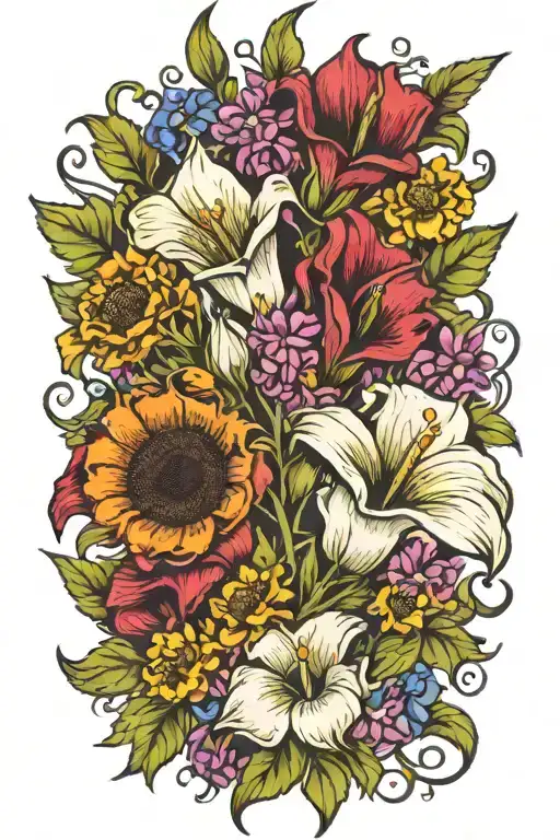 Delilah Sunflower Snap Dragon Calla Lily Sweet Peas Flower Bouquet