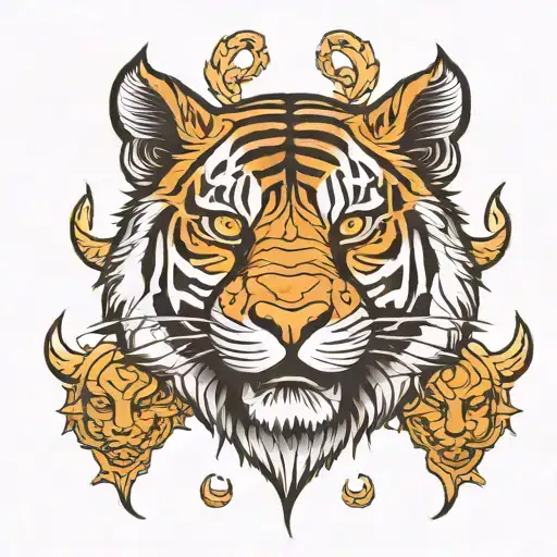 Symmetric Tiger And Bull Face