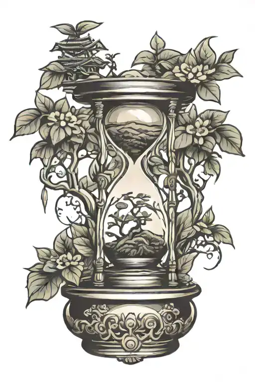 Hour Glass With Bonsai Tree Growing