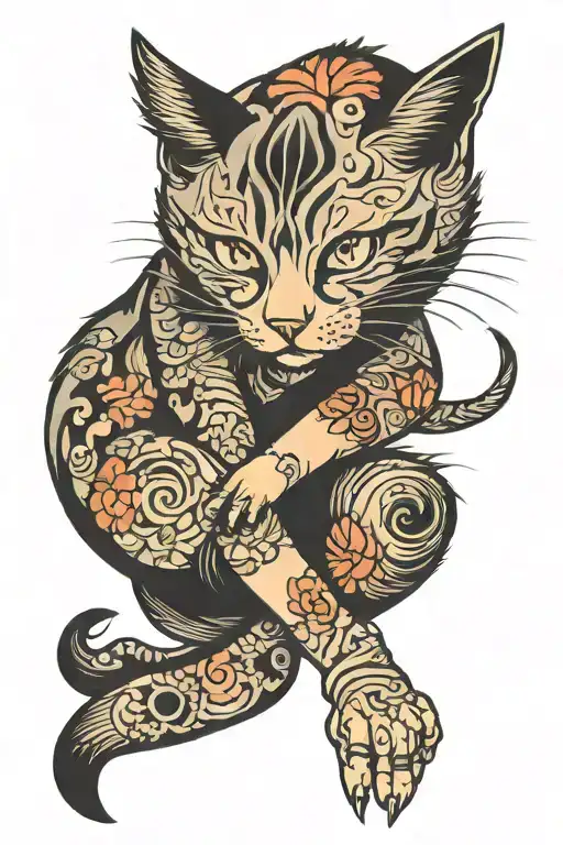 Cat Scratching A Knee