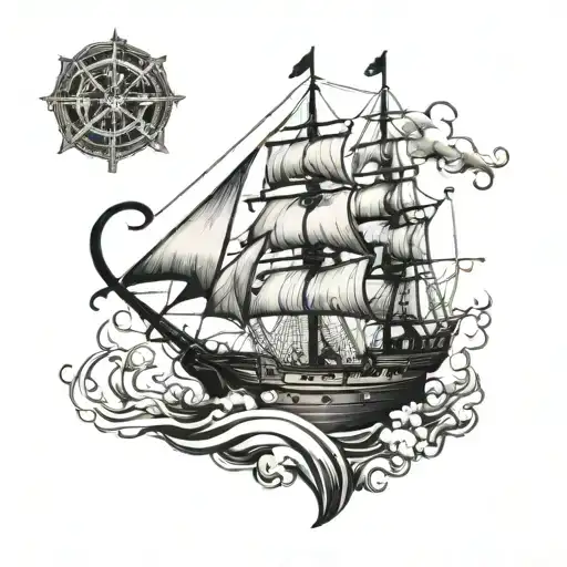 Galleon Black White