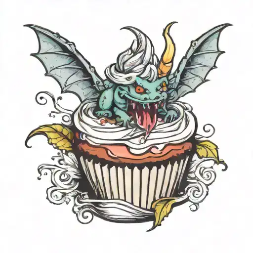 Cupcake With Dragon Wings Spread
