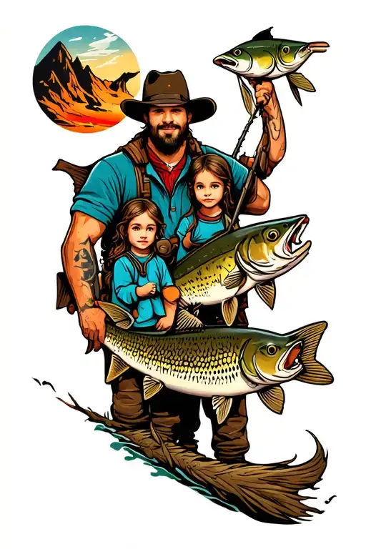 Mountain Hunting Fishing Family