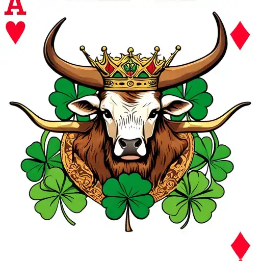 Ace King With Shamrocks And Texas Longhorn