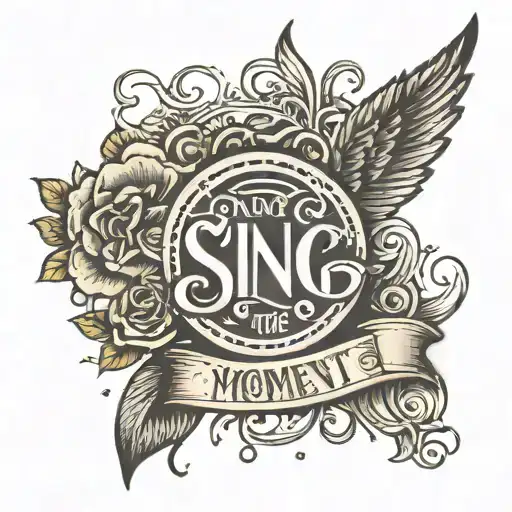 Sing For The Moment Phrase With Dark Lettering Tattoo Style For Hand