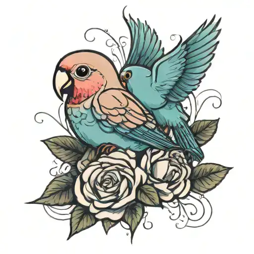 Lovebird And Rose