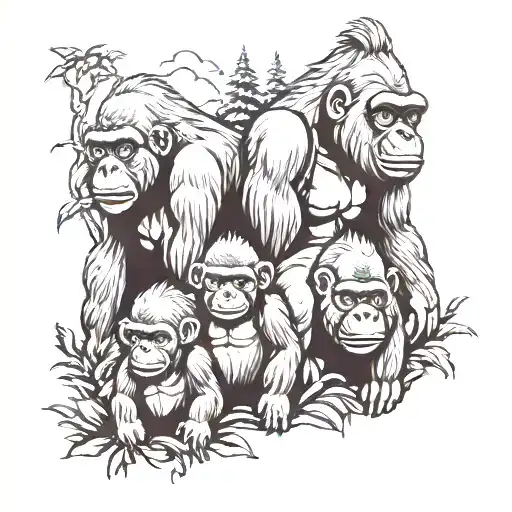 Gorilla Family Hiking