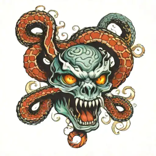 A Snake Head Exhaling Steam