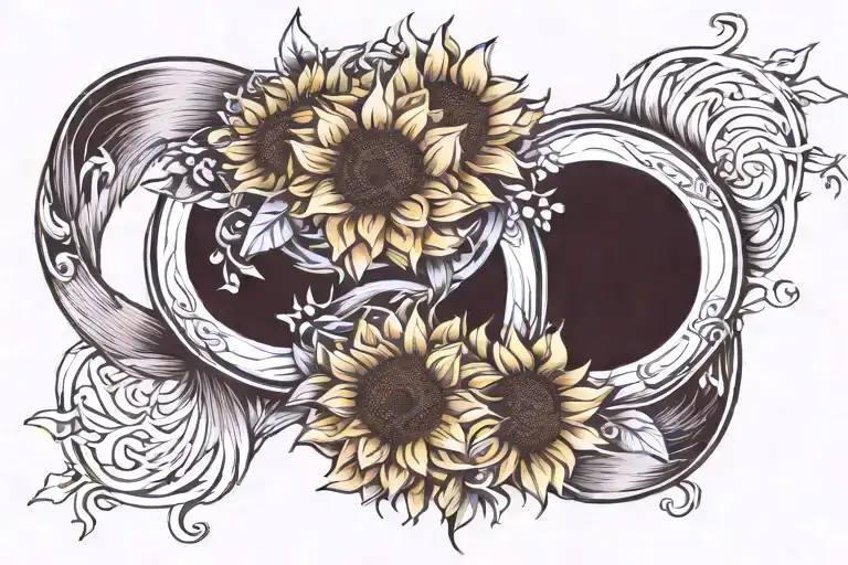 Sunflower Wrapped Around Wedding Rings