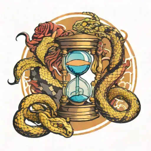 Hourglass Oroborus Snake Surrounding The Hourglasses
