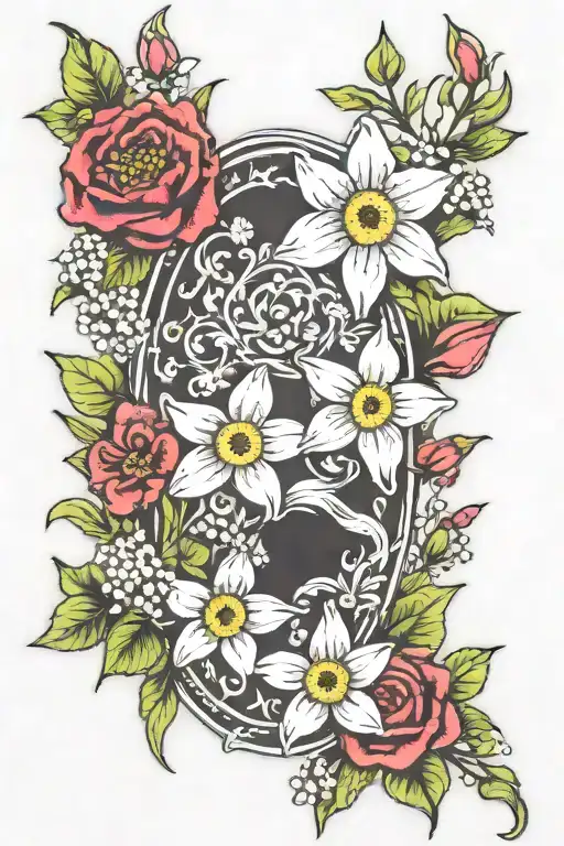 Narcissus Rose Narcissus Primerose Daisy Lilly Of The Valley Bouquet