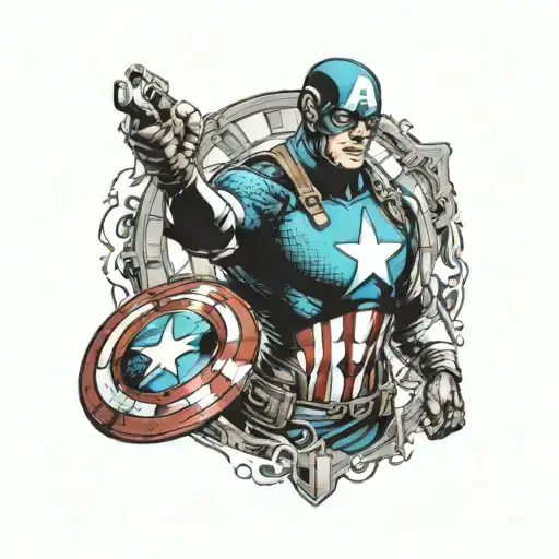 Captain America With His Shield Raised