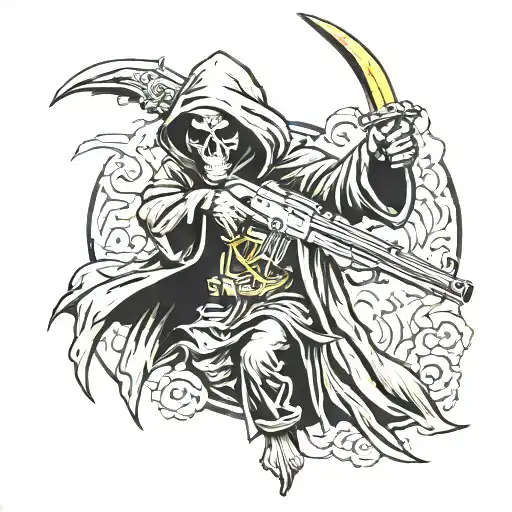 Grim Reaper Holding Ak 47